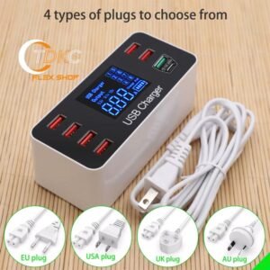 Chargeur USB 8port Smart LED display A9plus
60W